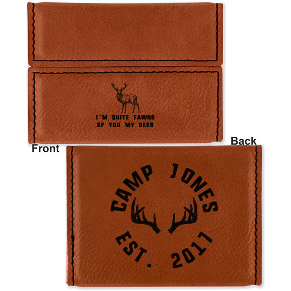 Deer Leather Business Card Holder - Front Back