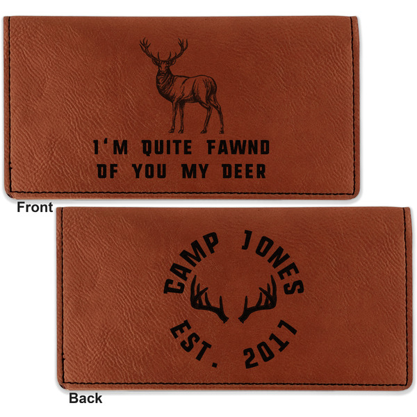 Deer Leather Checkbook Holder Front and Back