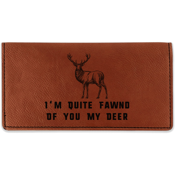 Custom Deer Leatherette Checkbook Holder - Double Sided (Personalized)
