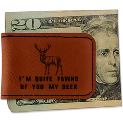 Deer Leatherette Magnetic Money Clip - Single Sided (Personalized)