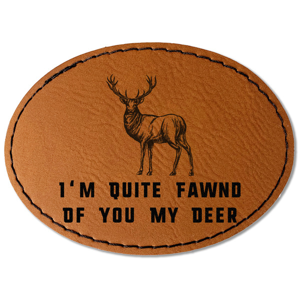 Custom Deer Faux Leather Iron On Patch - Oval (Personalized)