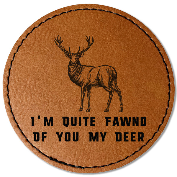 Custom Deer Faux Leather Iron On Patch - Round (Personalized)