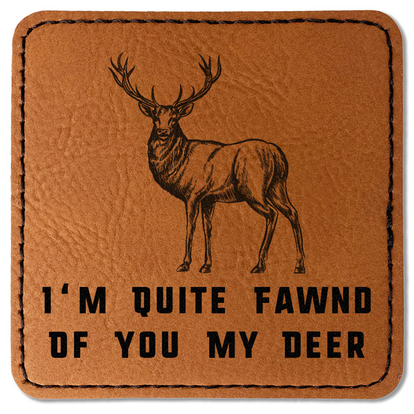 Custom Deer Faux Leather Iron On Patch - Square (Personalized)