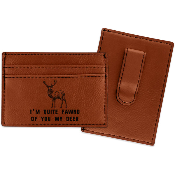 Custom Deer Leatherette Wallet with Money Clip (Personalized)