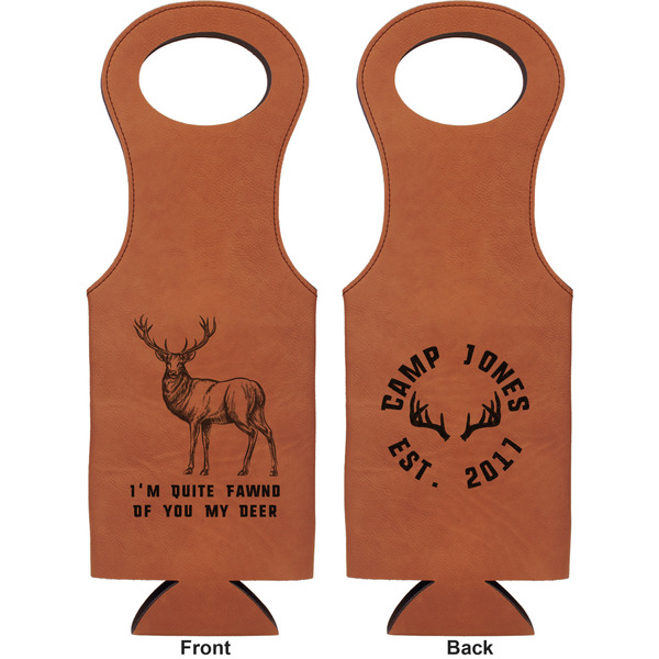 Deer Leatherette Wine Tote Double Sided - Front and Back
