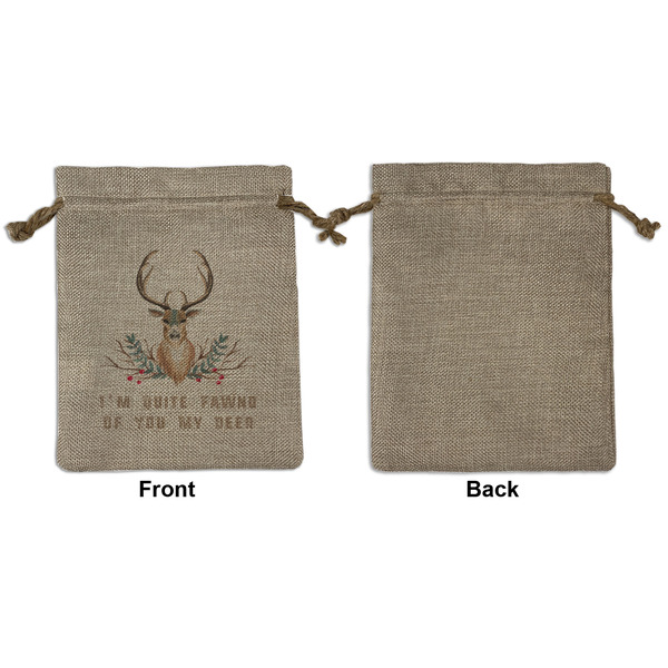 Deer Medium Burlap Gift Bag - Front Approval