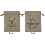 Deer Medium Burlap Gift Bag - Front & Back (Personalized)
