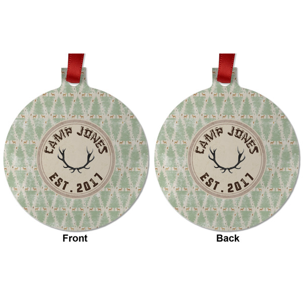 Deer Metal Ball Ornament - Front and Back