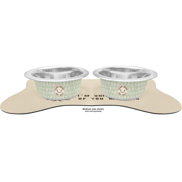 Deer Metal Pet Bowls - On Dog Bone Shaped Mat