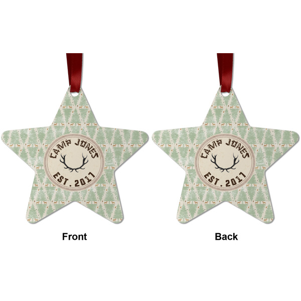 Deer Metal Star Ornament - Front and Back