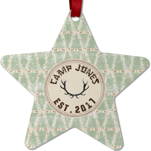 Custom Deer Metal Star Ornament - Double Sided w/ Name or Text