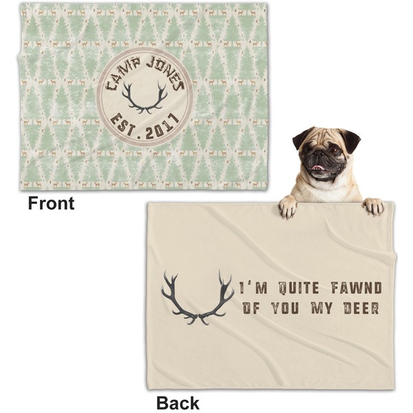Deer Microfleece Dog Blanket - Regular - Front & Back