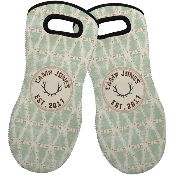 Custom Deer Neoprene Oven Mitts - Set of 2 w/ Name or Text