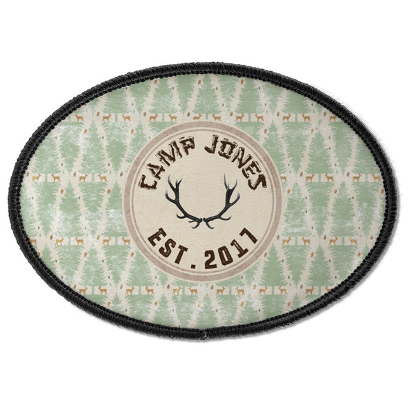 Custom Deer Iron On Oval Patch w/ Name or Text