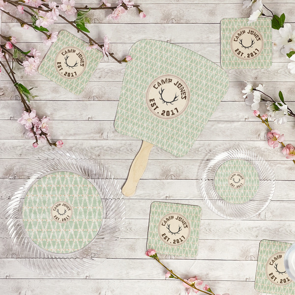 Deer Party Supplies Combination Image - All items - Plates, Coasters, Fans