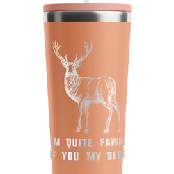 Deer RTIC Everyday Tumbler with Straw - 28oz - Peach - Single-Sided (Personalized)