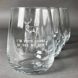 Deer Stemless Wine Glasses (Set of 4) (Personalized)
