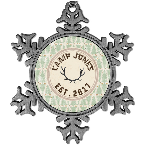Custom Deer Vintage Snowflake Ornament (Personalized)