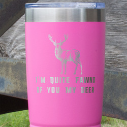 Deer 20 oz Stainless Steel Tumbler - Pink - Single Sided (Personalized)