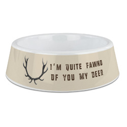 Deer Plastic Dog Bowl - Large (Personalized)