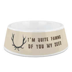 Deer Plastic Dog Bowl - Medium (Personalized)