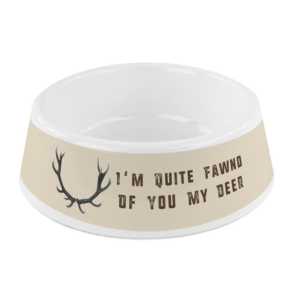 Custom Deer Plastic Dog Bowl - Small (Personalized)