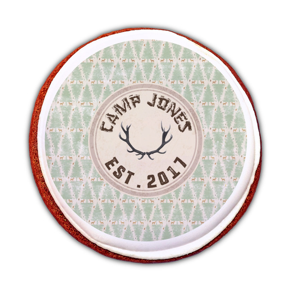 Deer Printed Icing Circle - Medium - On Cookie