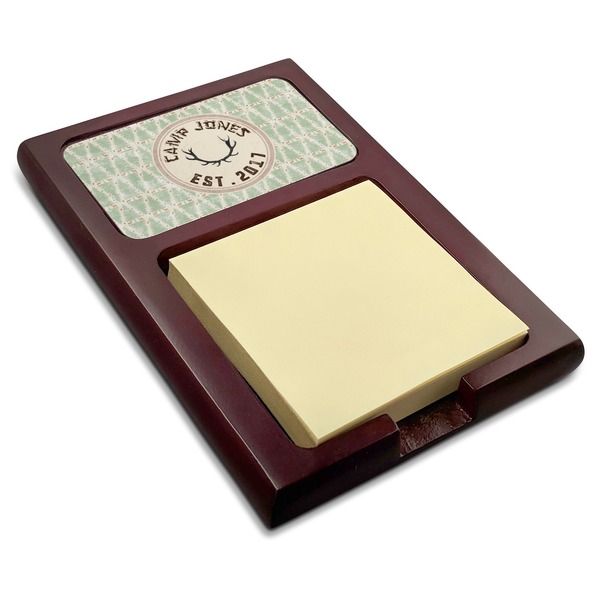 Custom Deer Red Mahogany Sticky Note Holder (Personalized)