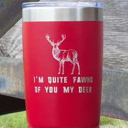 Deer 20 oz Stainless Steel Tumbler - Red - Single Sided (Personalized)
