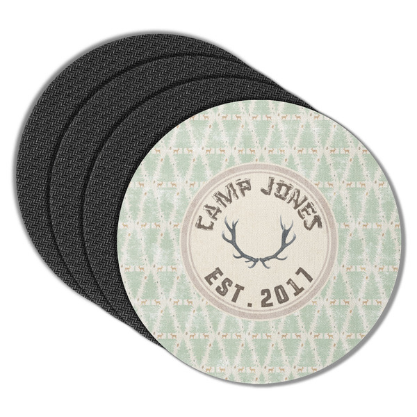 Custom Deer Round Rubber Backed Coasters - Set of 4 (Personalized)