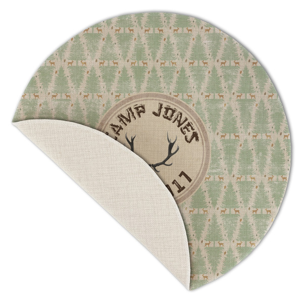 Deer Round Linen Placemats - Front (folded corner single sided)