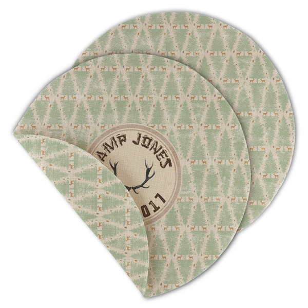 Custom Deer Round Linen Placemat - Double Sided (Personalized)