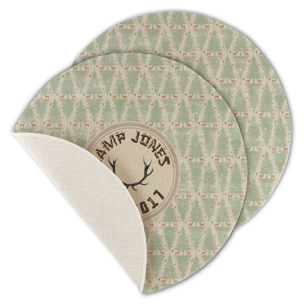 Custom Deer Round Linen Placemat - Single Sided - Set of 4 (Personalized)