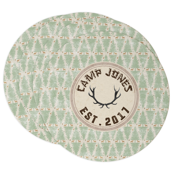 Custom Deer Round Paper Coasters w/ Name or Text