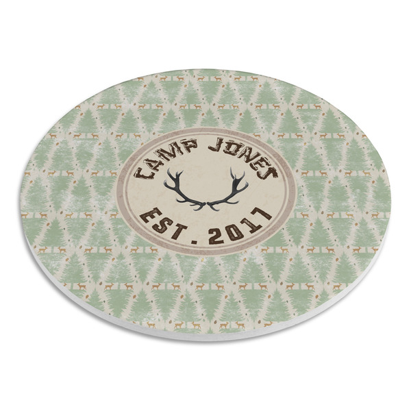 Deer Round Stone Trivet - Angle View