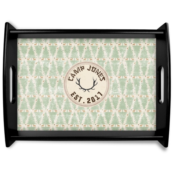 Custom Deer Black Wooden Tray - Large (Personalized)