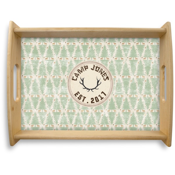 Custom Deer Natural Wooden Tray - Large (Personalized)