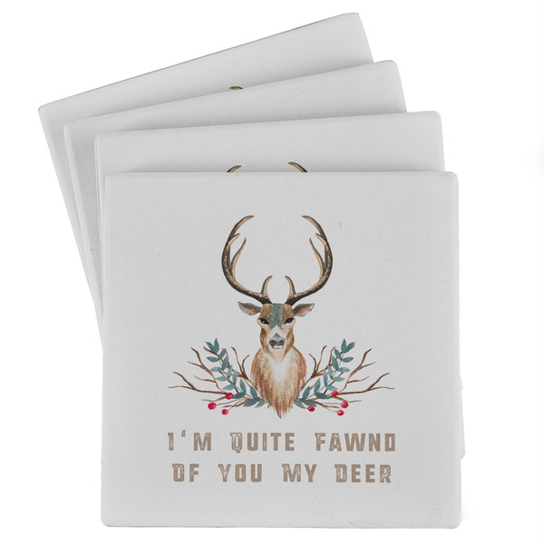 Custom Deer Absorbent Stone Coasters - Set of 4 (Personalized)