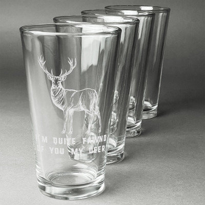 Deer Pint Glasses - Engraved (Set of 4) (Personalized)