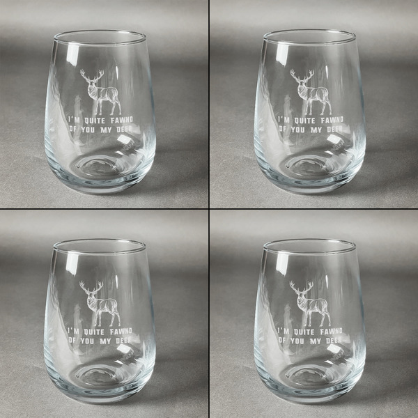 My Deer Set of Four Personalized Stemless Wineglasses (Approval)