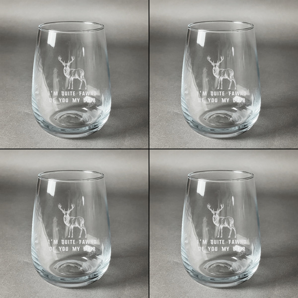 My Deer Set of Four Personalized Stemless Wineglasses (Approval)