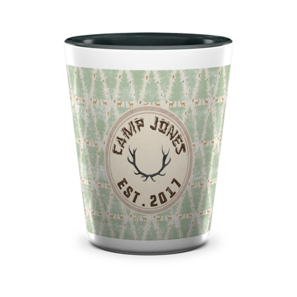 Custom Deer Ceramic Shot Glass - 1.5 oz - Two Tone - Set of 4 (Personalized)