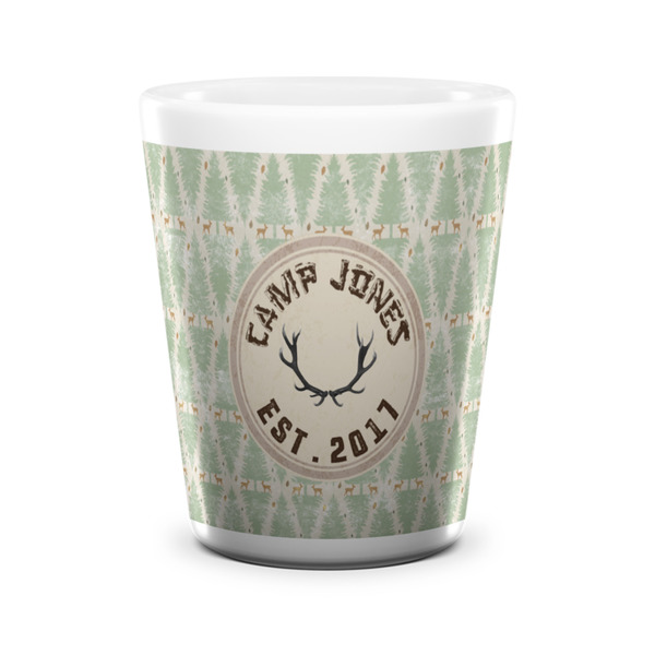 Custom Deer Ceramic Shot Glass - 1.5 oz - White - Set of 4 (Personalized)