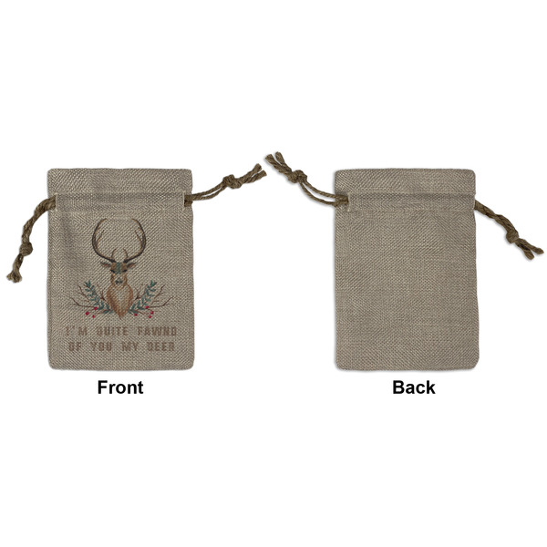 Deer Small Burlap Gift Bag - Front Approval