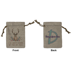 Deer Small Burlap Gift Bag - Front & Back (Personalized)