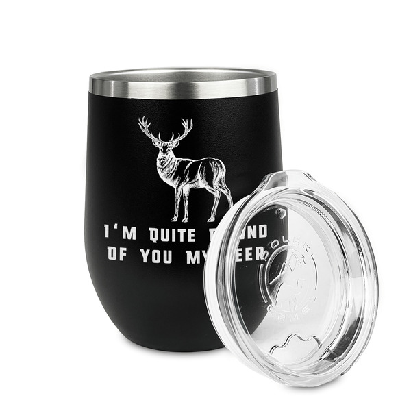 Deer Stainless Wine Tumblers - Black - Single Sided - Alt View