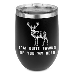 Deer Stemless Stainless Steel Wine Tumbler - Black - Single Sided (Personalized)