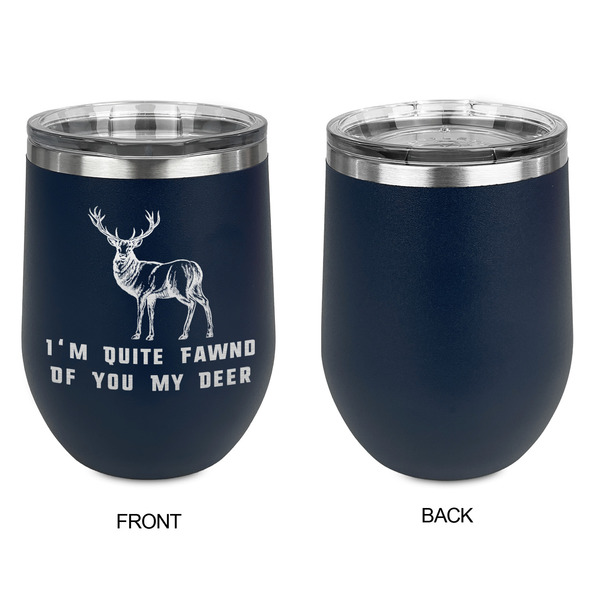Deer Stainless Wine Tumblers - Navy - Single Sided - Approval