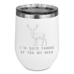Deer Stemless Stainless Steel Wine Tumbler - White - Double Sided (Personalized)