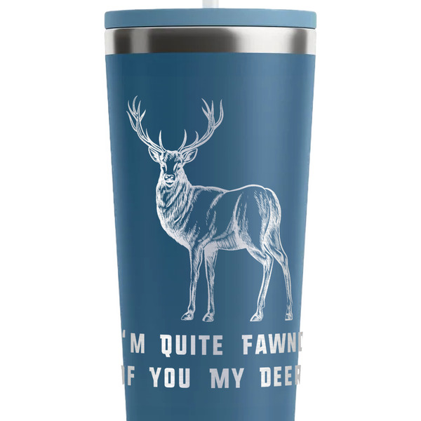 Deer Steel Blue RTIC Everyday Tumbler - 28 oz. - Close Up